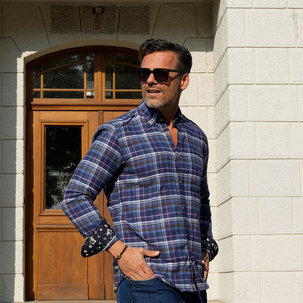 Flanellhemd Modern Fit mit Karomuster und Kontrastbesatz