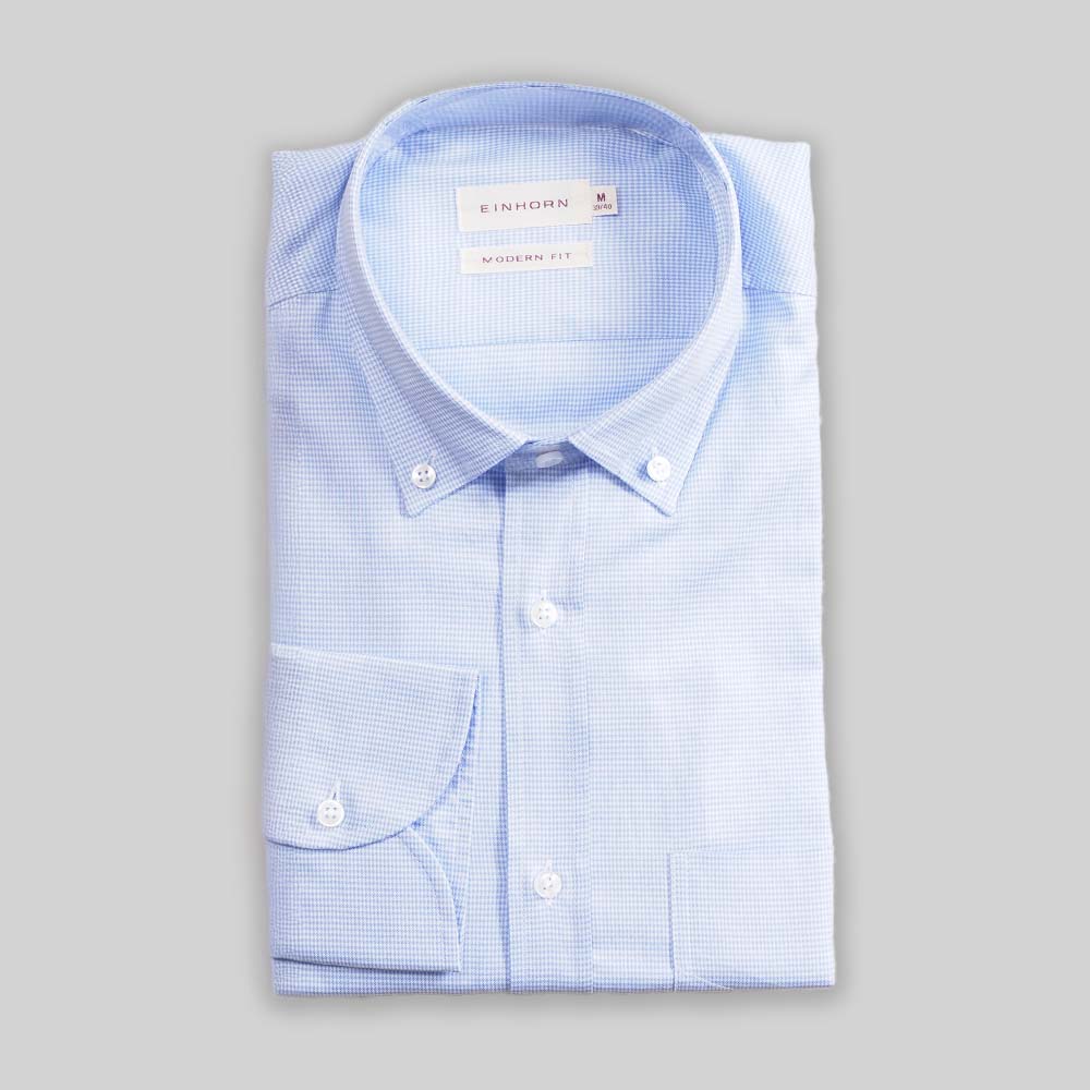 Hemd Modern Fit mit Mikrokaro hellblau - Baumwolle.