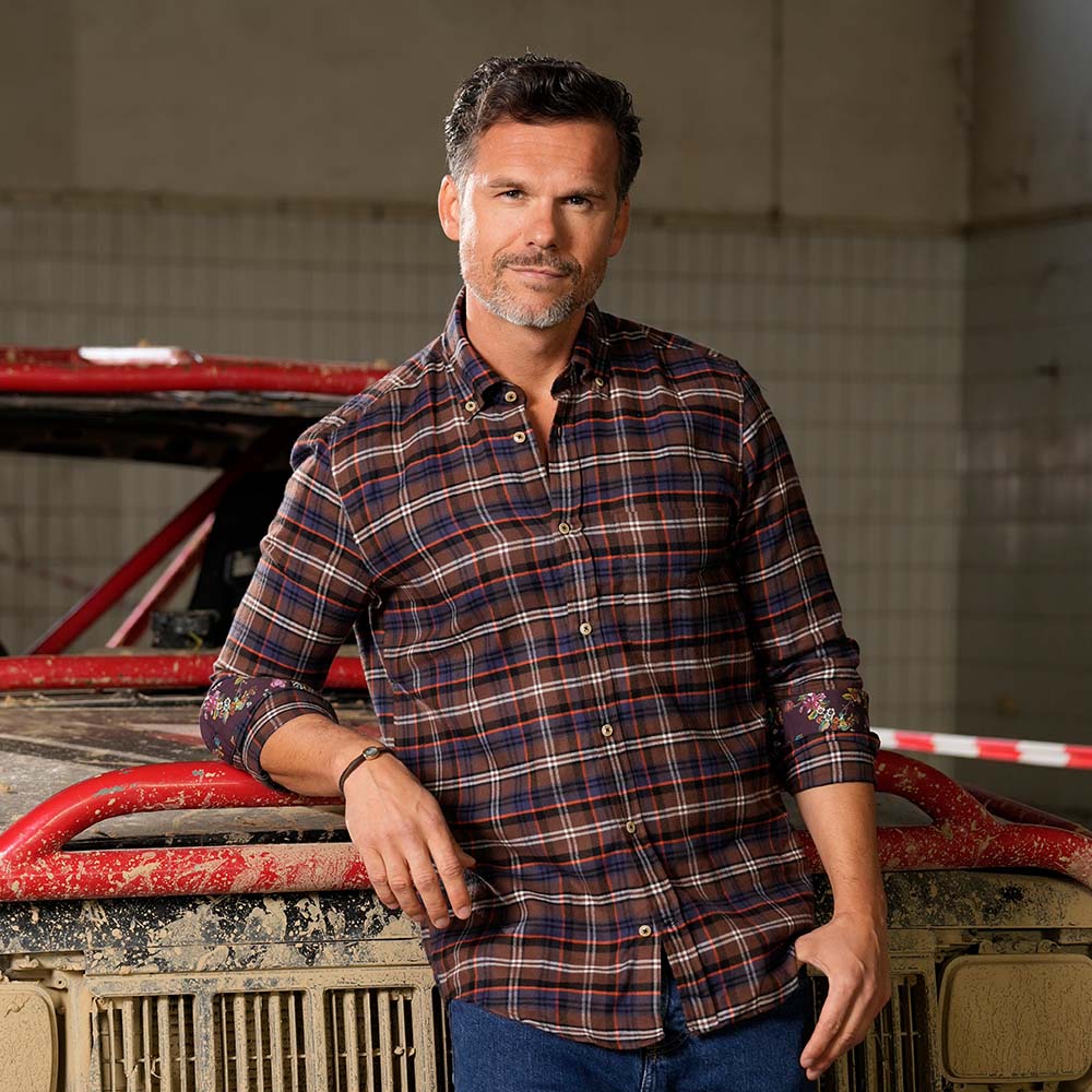 Flanellhemd Modern Fit mit Karomuster und Kontrastbesatz