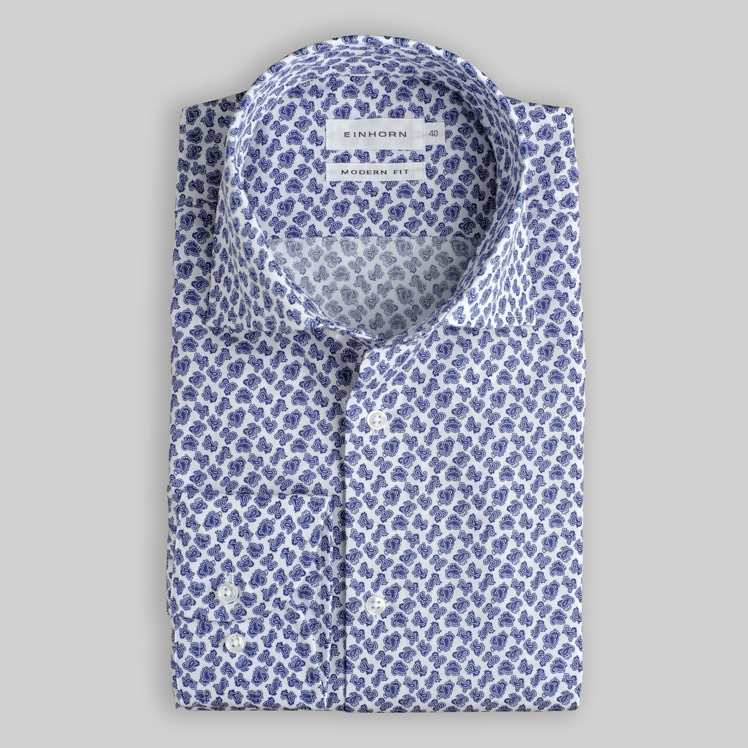 Hemd Modern Fit Paisley Blau I Bügelfrei mit modernen Design.