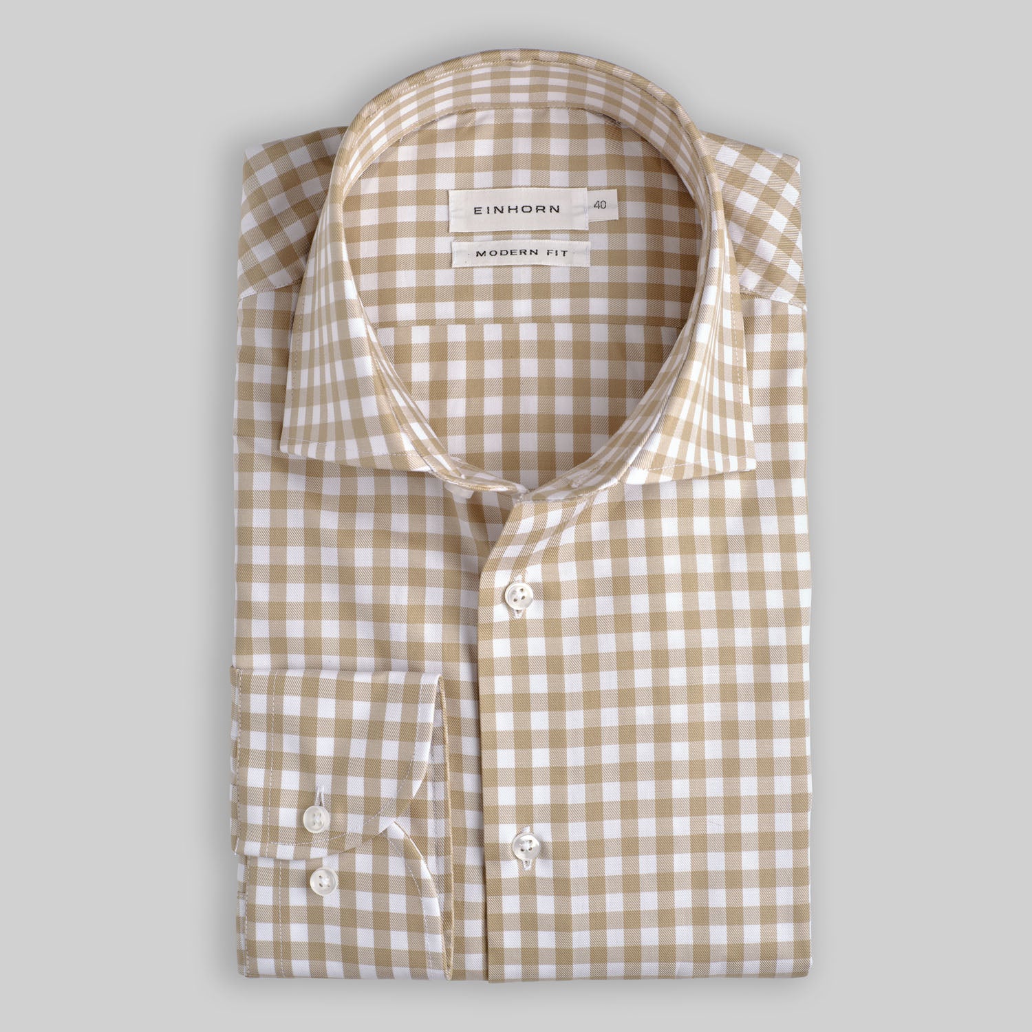 Hemd Modern Fit Karo Beige