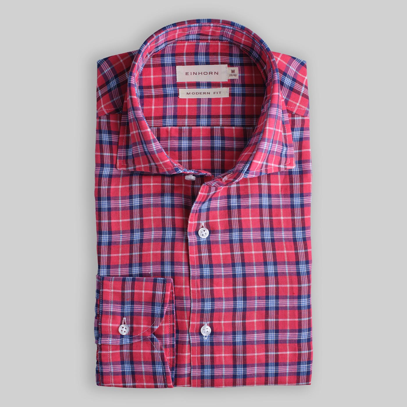 Karriertes Herrenhemd einhord langärmlig modern fit