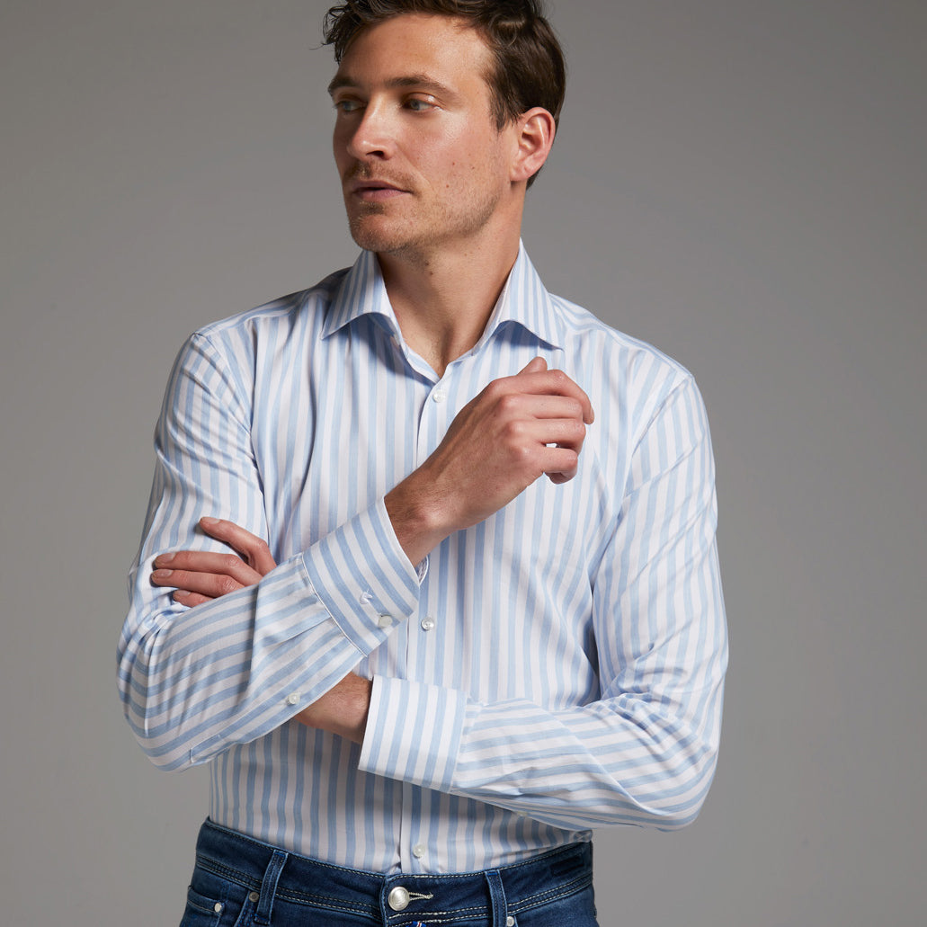 causual business hemd modern fit hellblau gestreift