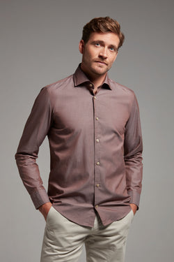 Hemd Modern Fit Twill Braun