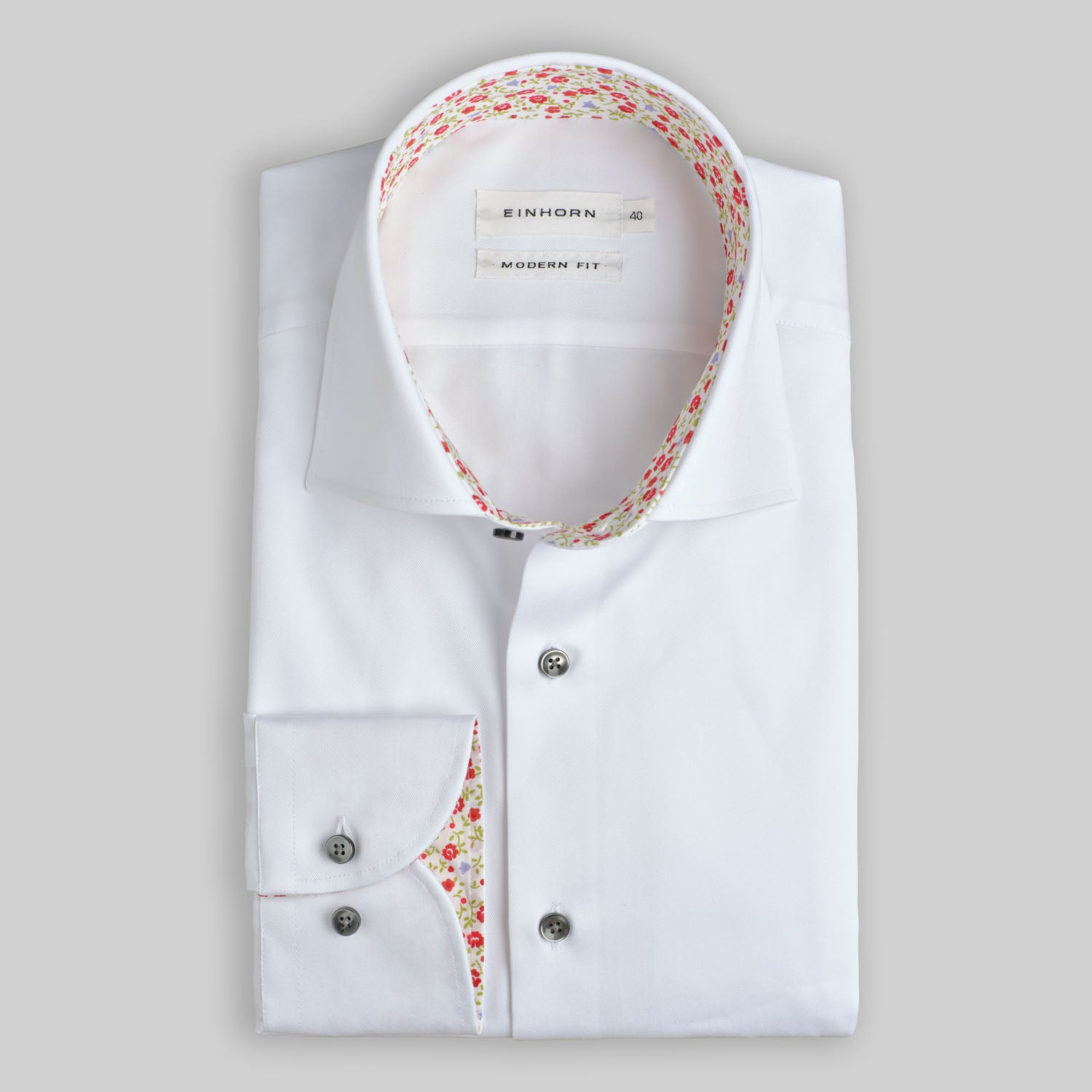 Weisses Hemd Modern Fit mit Kontrast I Bügelfrei und knitterfrei