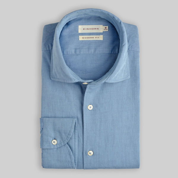 Hemd Modern Fit Gewaschen Blau