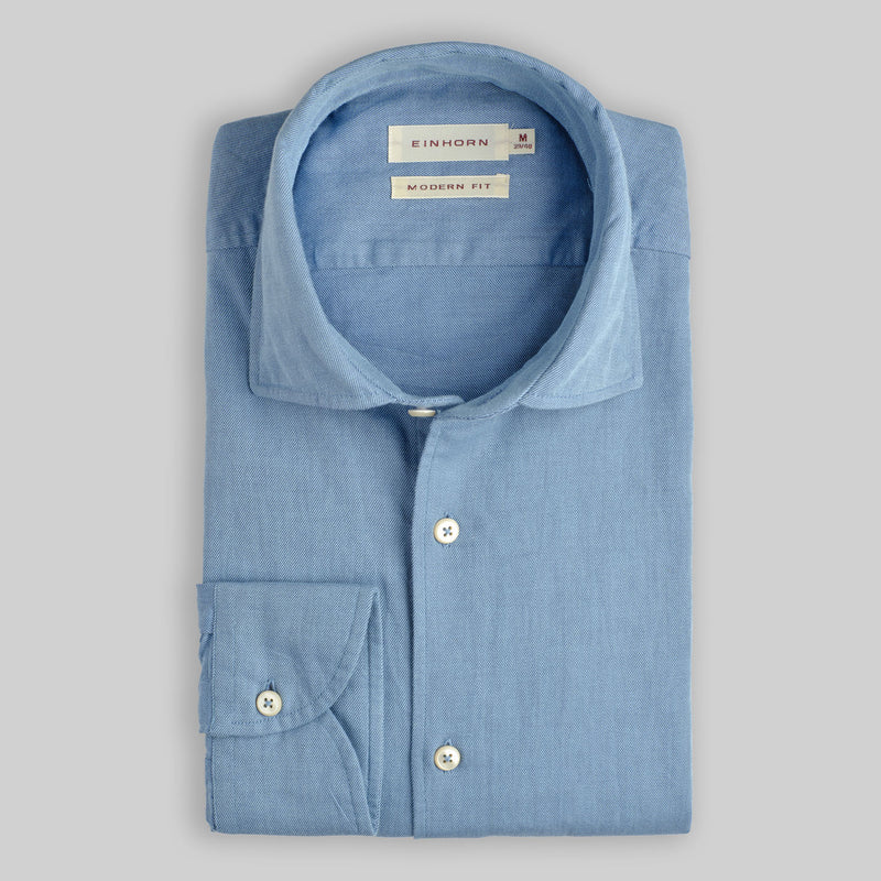 Hemd Modern Fit Gewaschen Blau