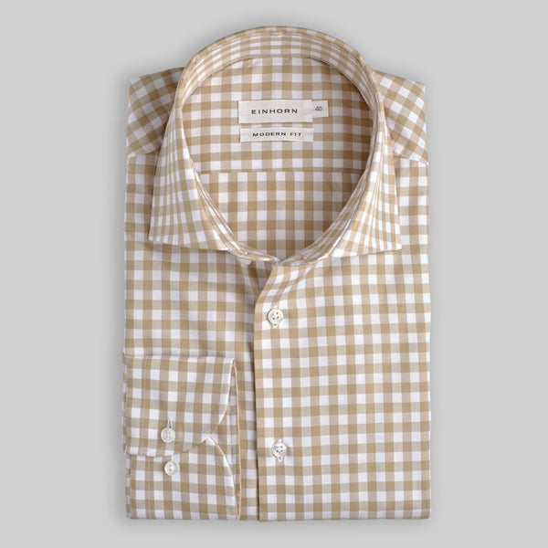 Hemd Modern Fit Karo Beige