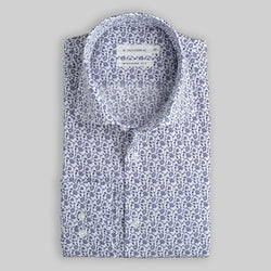 Hemd Modern Fit Non Iron Blumendruck Blau