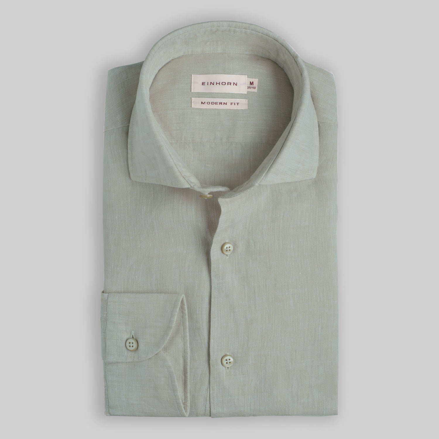 Modern Fit Leinenhemd Khaki