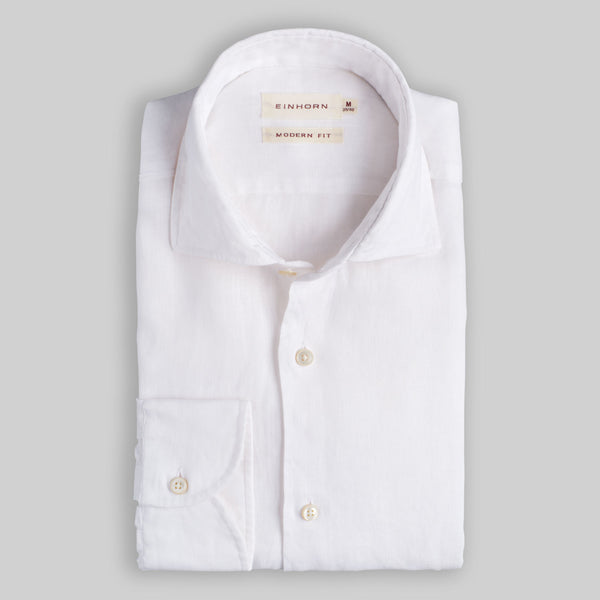 Modern Fit Leinenhemd Weiss