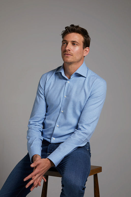 Flanellhemd Modern Fit Blau