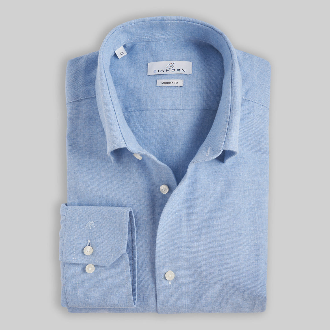 Hellblaues,;Einhorn Flanellhemd, 1/1 Arm, 100% Baumwolle, modern fit, Kentkragen
