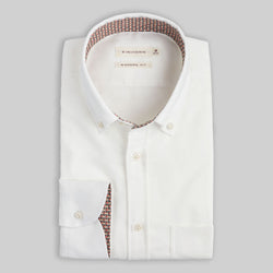 Flanellhemd Weiss Modern Fit mit Kontrast