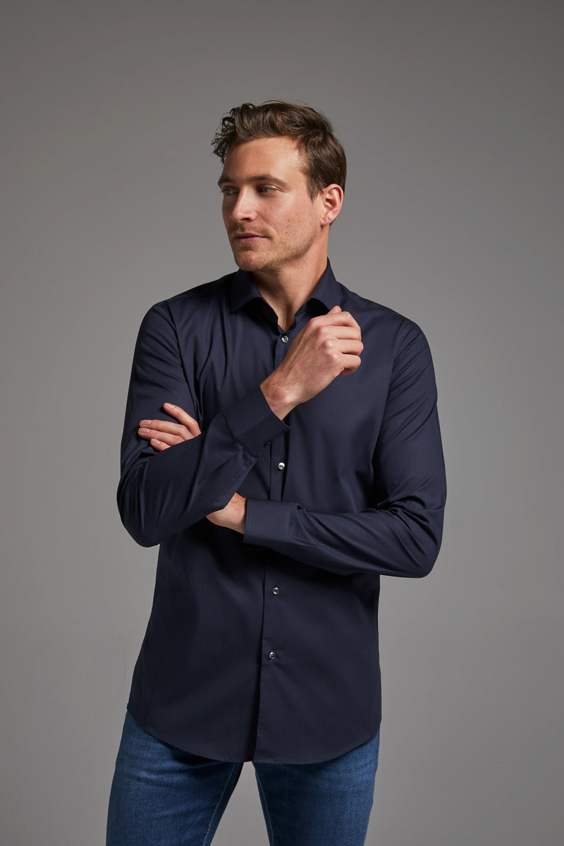 Hemd Body Fit Stretch Navy
