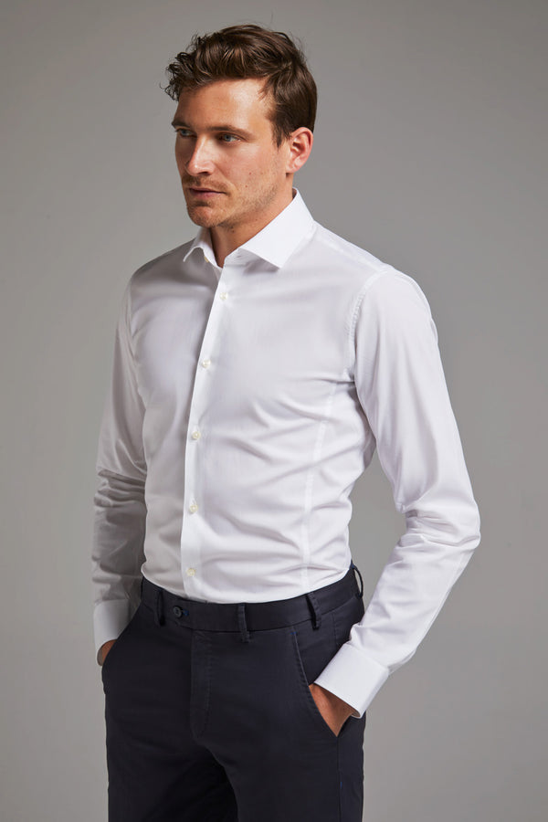 Hemd Body Fit Stretch Weiss