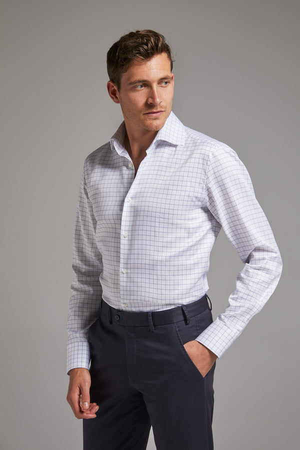 Hemd Modern Fit Twill Weiß Karo