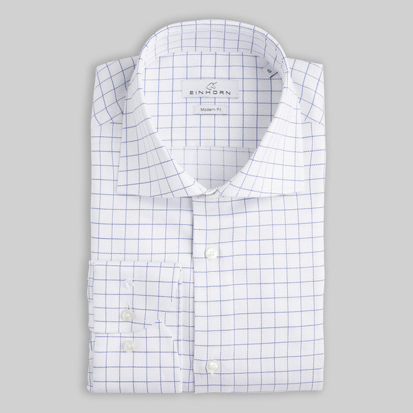 Hemd Modern Fit Twill Weiß Karo