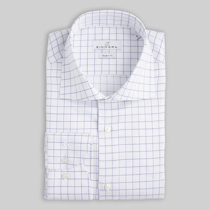 Hemd Modern Fit Twill Weiß Karo